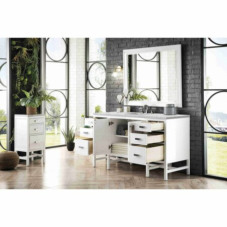 James Martin Vanities Addison 60in Single Vanity, Glossy White w/ 3 CM Eternal Jasmine Pearl Quartz Top E444-V60S-GW-3EJP